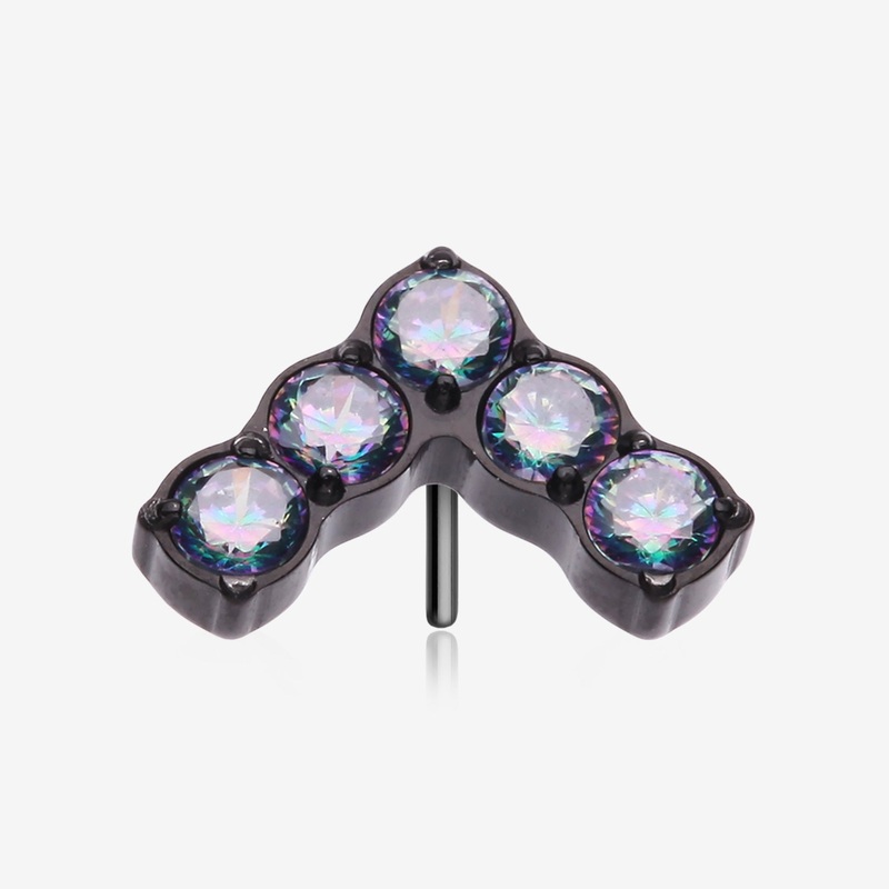 Implant Grade Titanium OneFit Threadless Blackline Multi-Gem Chevron Top Part