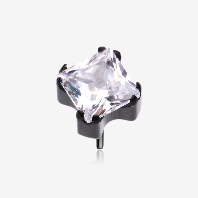 Implant Grade Titanium OneFit Threadless Blackline Prong Set Square Gem Sparkle Top Part 3mm