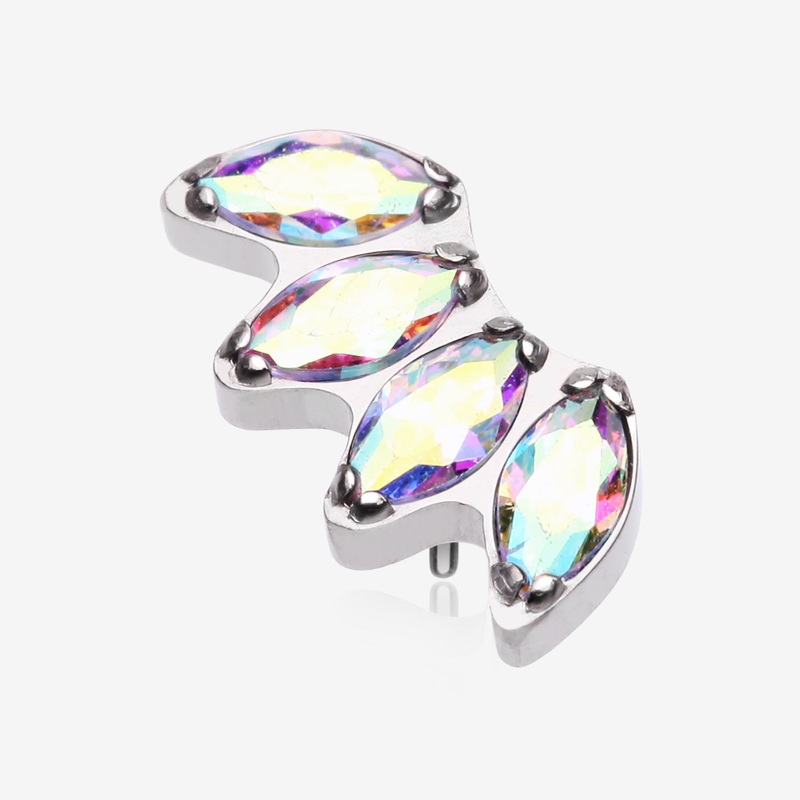 Implant Grade Titanium OneFit Threadless Brilliant Marquise Sparkle Fan Top Part