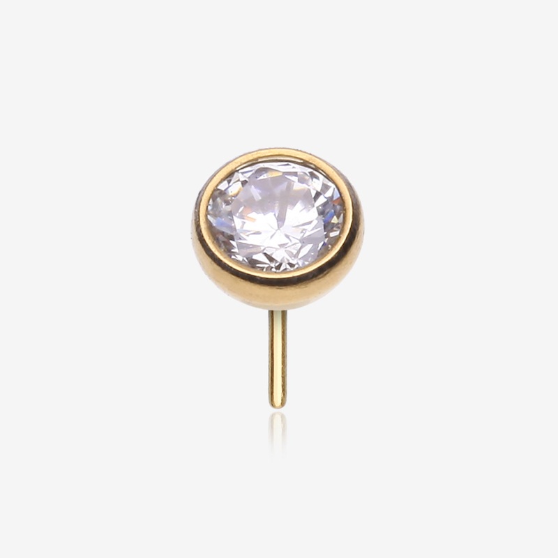 Implant Grade Titanium OneFit Threadless Golden Bezel Set Sparkle Gem Top Part 2mm