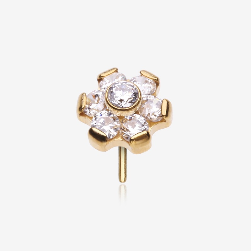 Implant Grade Titanium OneFit Threadless Golden Brilliant Sparkle Flower Top Part