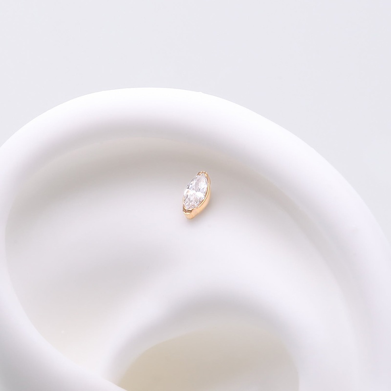 Implant Grade Titanium OneFit Threadless Golden Elegant Marquise Sparkle Top Part