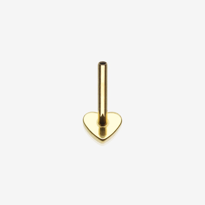 Implant Grade Titanium OneFit Threadless Golden Heart Base Flat Back Stud Labret Bar Part 18 GA (1mm), 1/4″ (6mm)