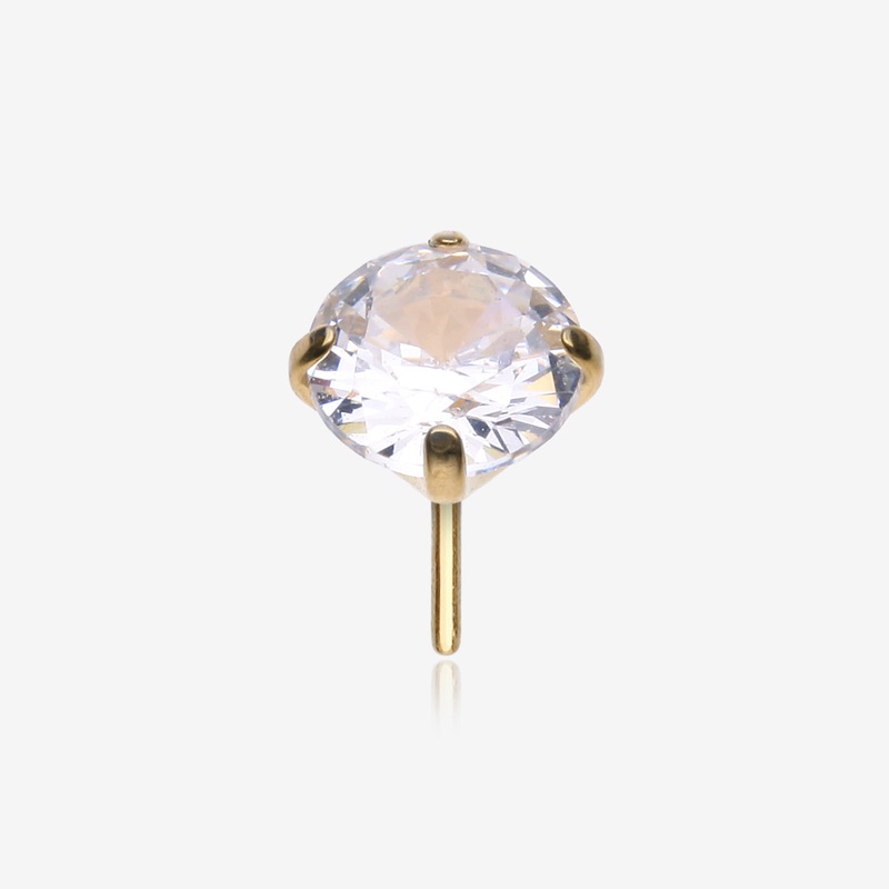 Implant Grade Titanium OneFit Threadless Golden Prong Set Sparkle Gem Top Part 2mm