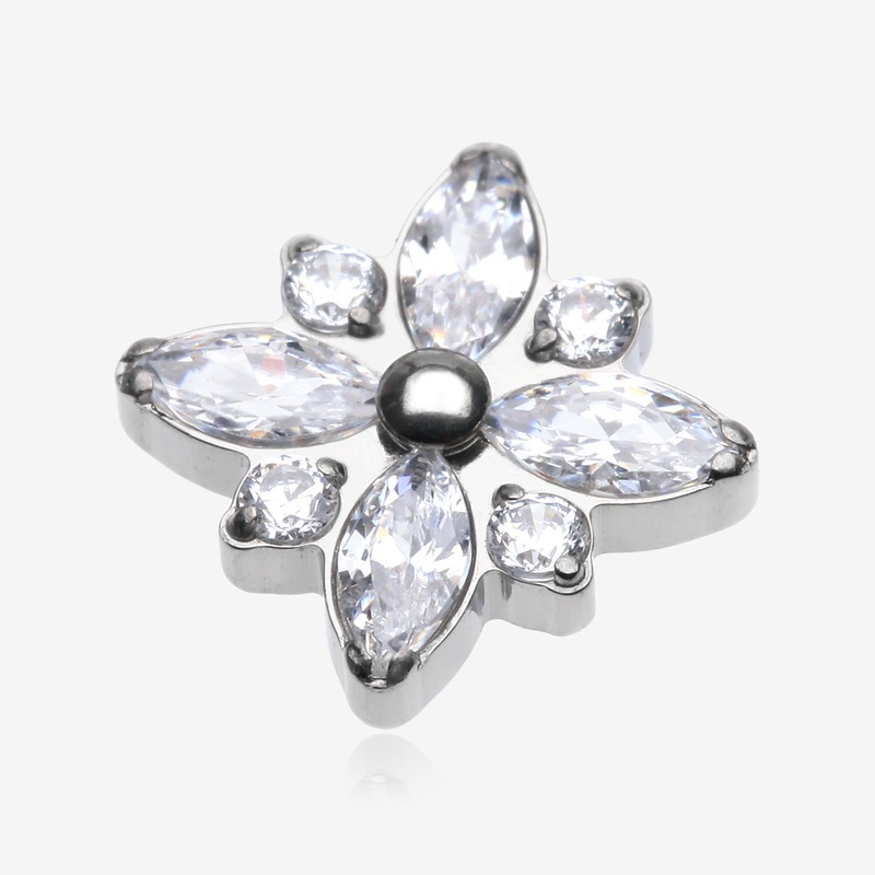 Implant Grade Titanium OneFit Threadless Marquise Flower Brilliance Top Part