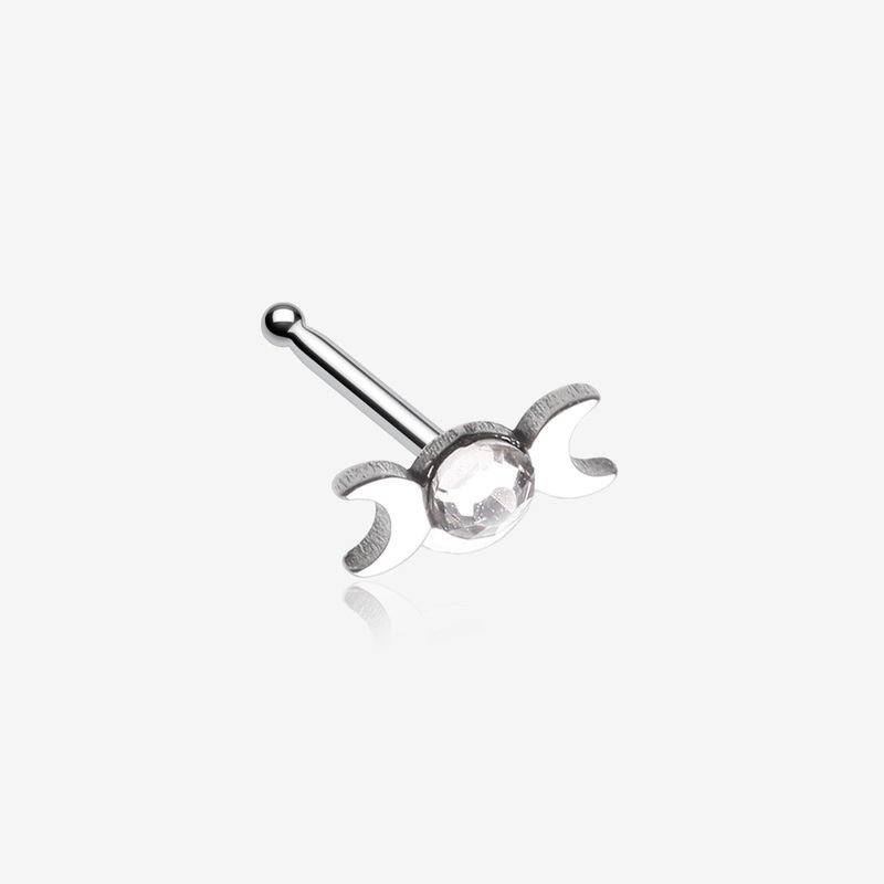 Crescent Moon Goddess Gem Sparkle Nose Stud Ring